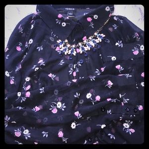 Rose Print chiffon maxi tunic.